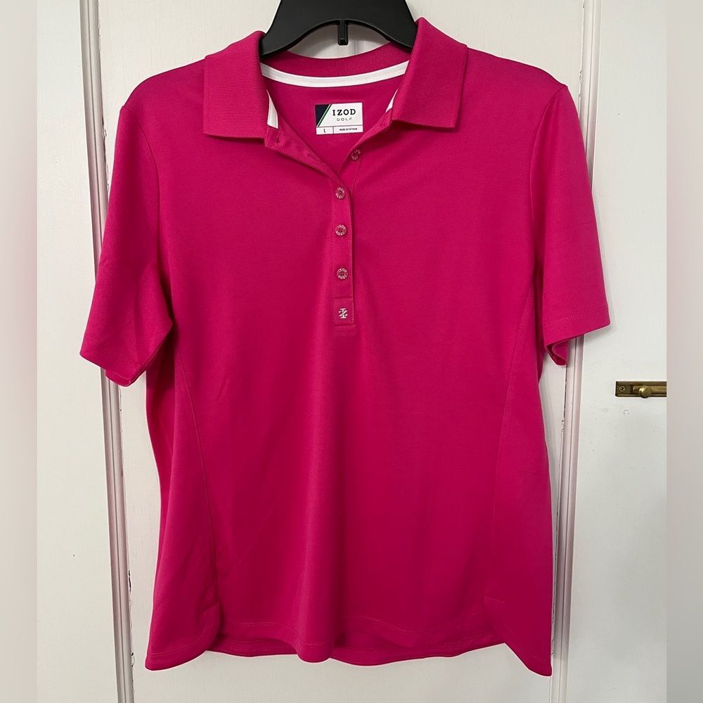 Bright pink women’s Izod polo, L